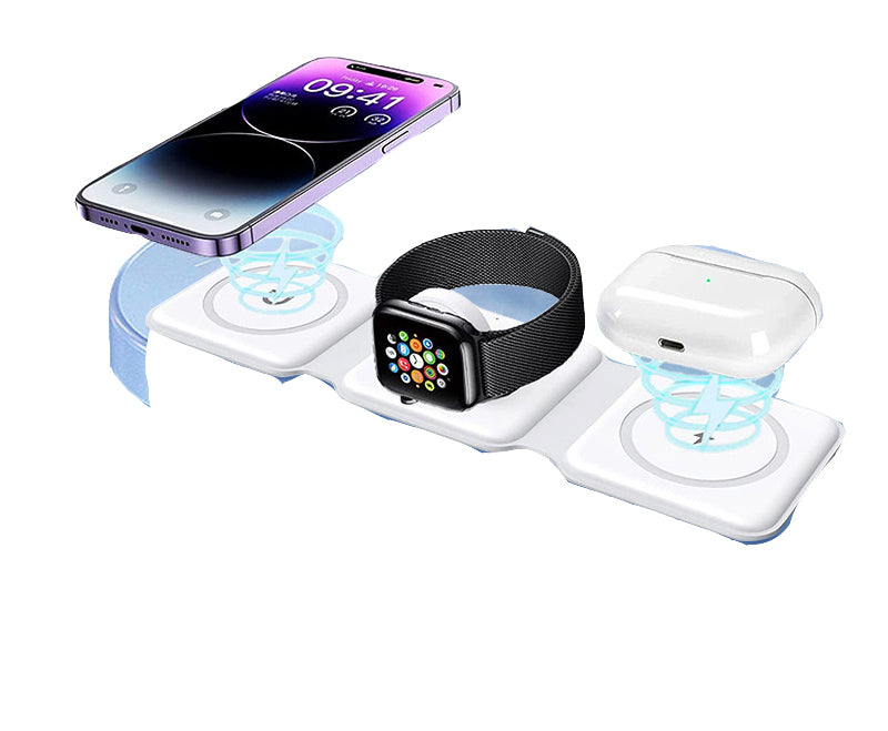Wireless Charger, Magnetic Foldable 3 in 1 Mag-Safe Charger, Fast Travel Wireless Charging Station for iPhone 16/15/14/13/12/ Series,
