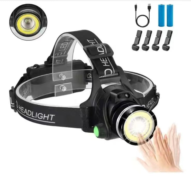 Rechargeable Headlamp,1500 Lumen High Bright Zoom LED Head Lamp,Large Battery-Powered Waterproof Headband Lamp with 4 Modes and Adjustable H