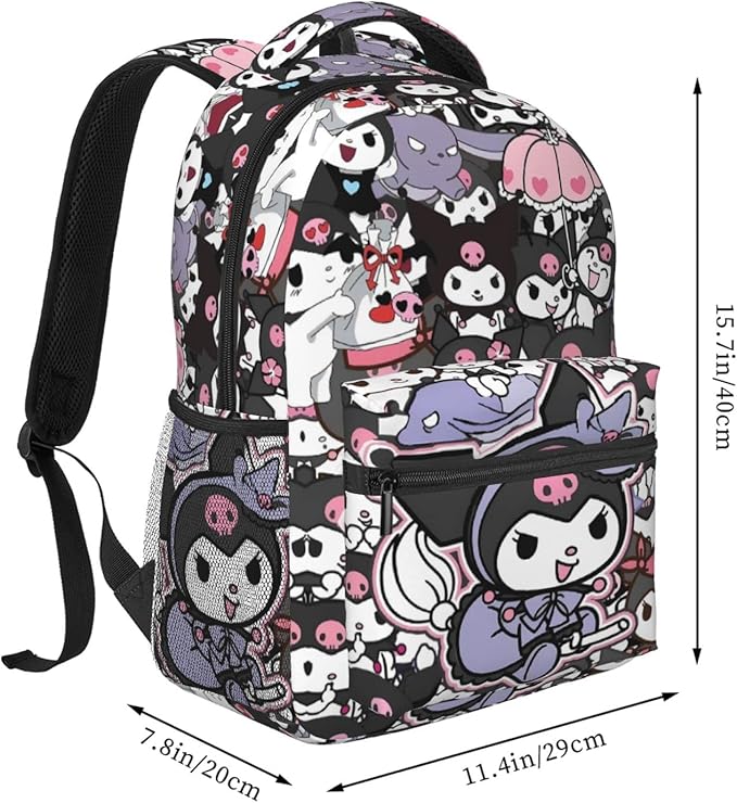 Cute Kawaii Backpack Sets for Kids, 3PCS Cartoon Anime Backpack Backpack with Lunch Box Bag Pencil Case School Travel Gift for Boys Girls