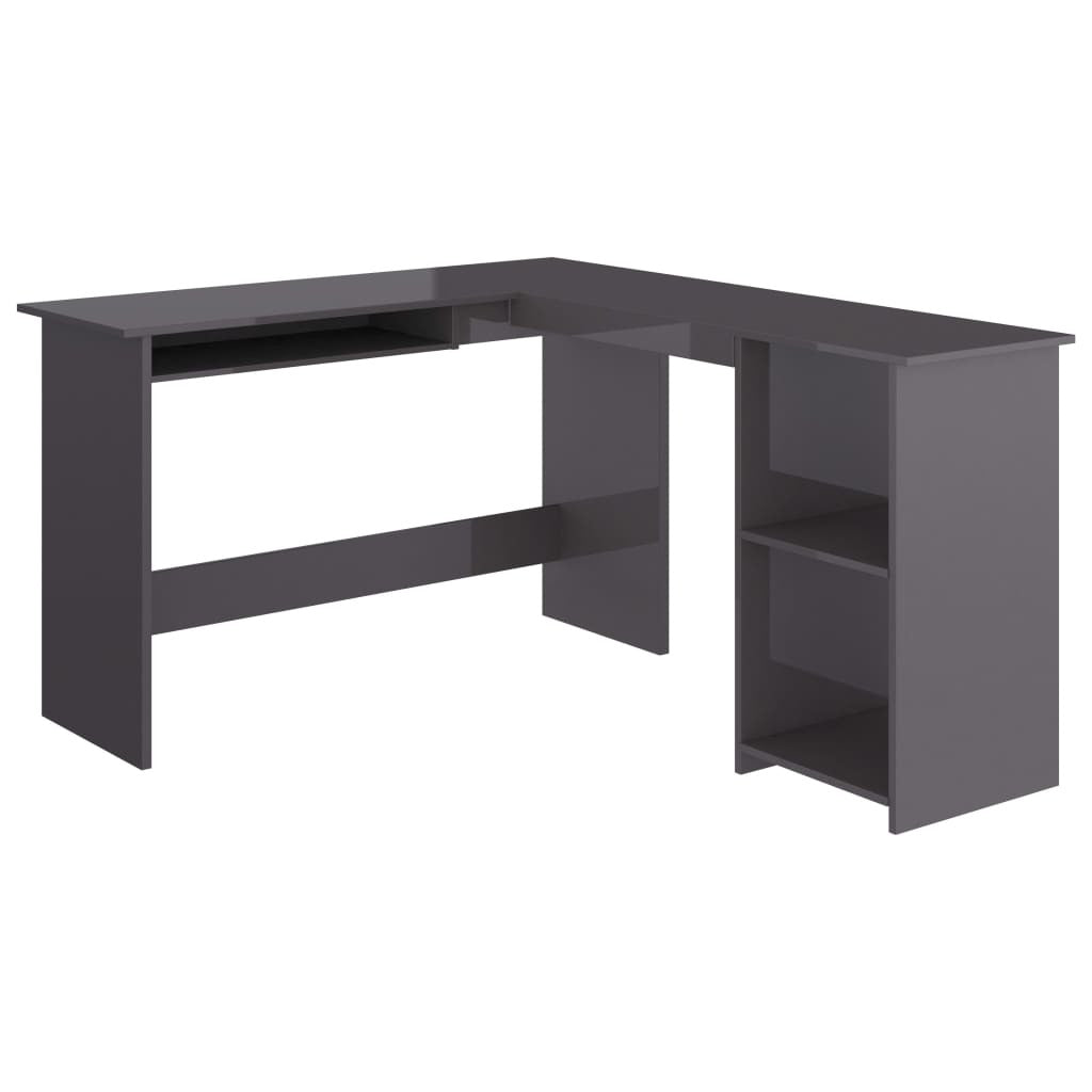 Corner Desk High gloss grey Engineered wood Sliding Components