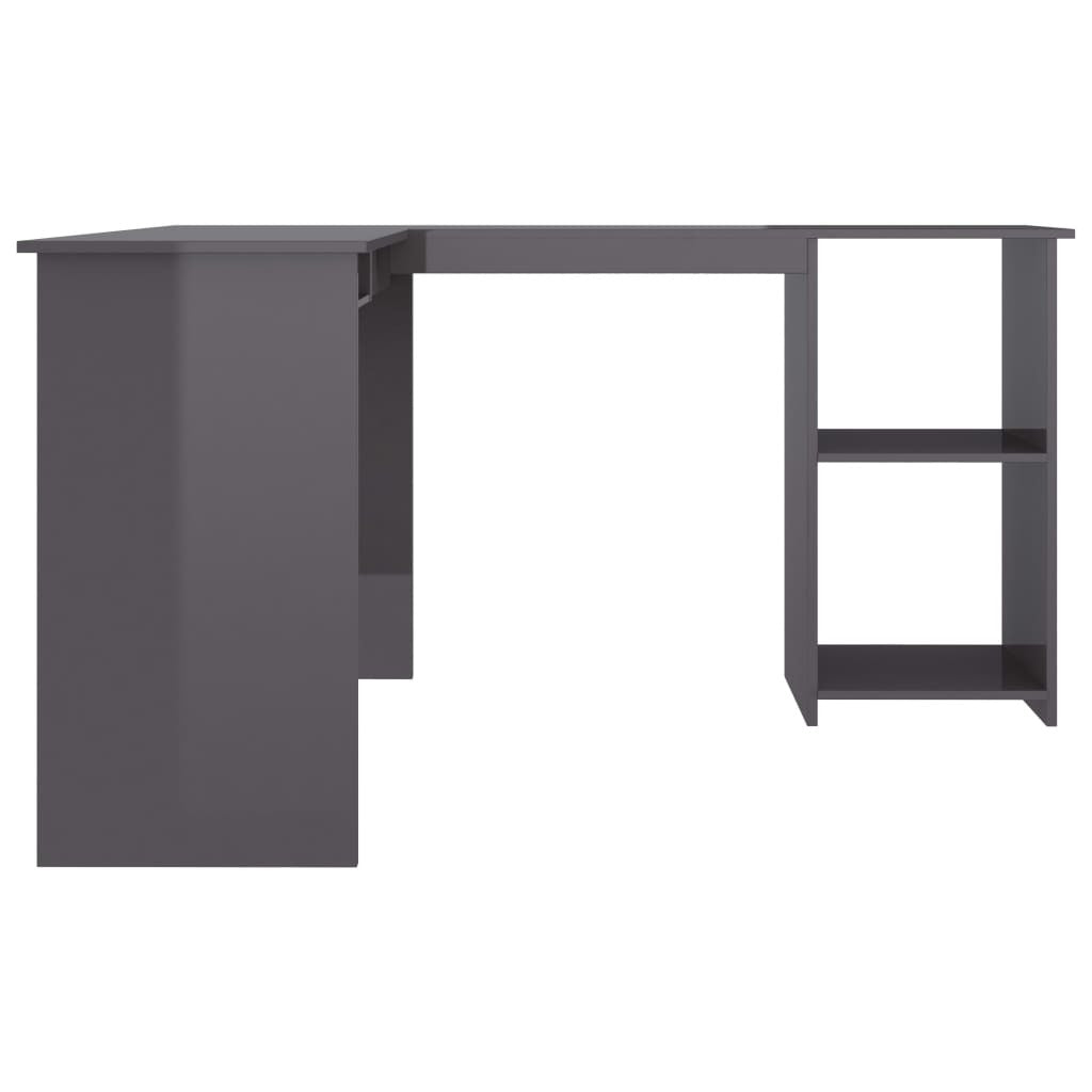 Corner Desk High gloss grey Engineered wood Sliding Components