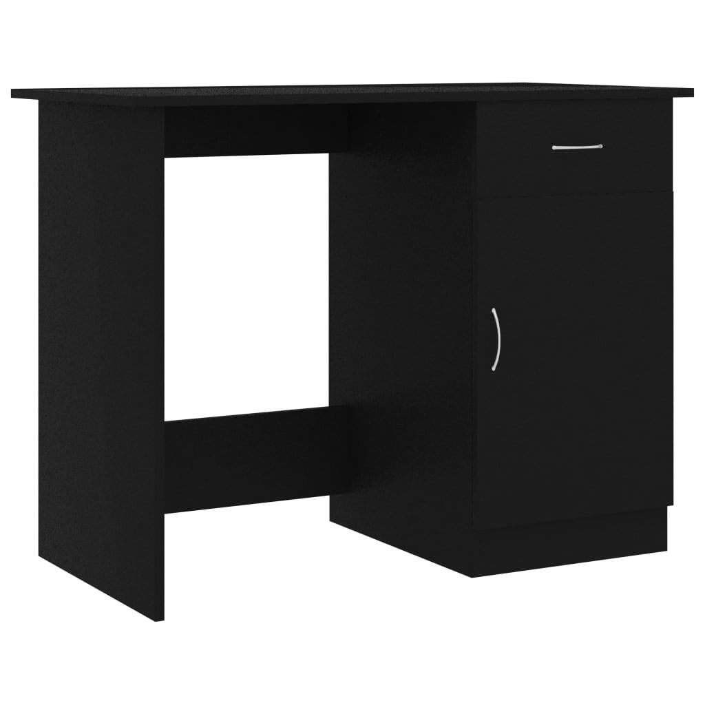 Desk Black Engineered wood Compact Desk Rectangular Modern