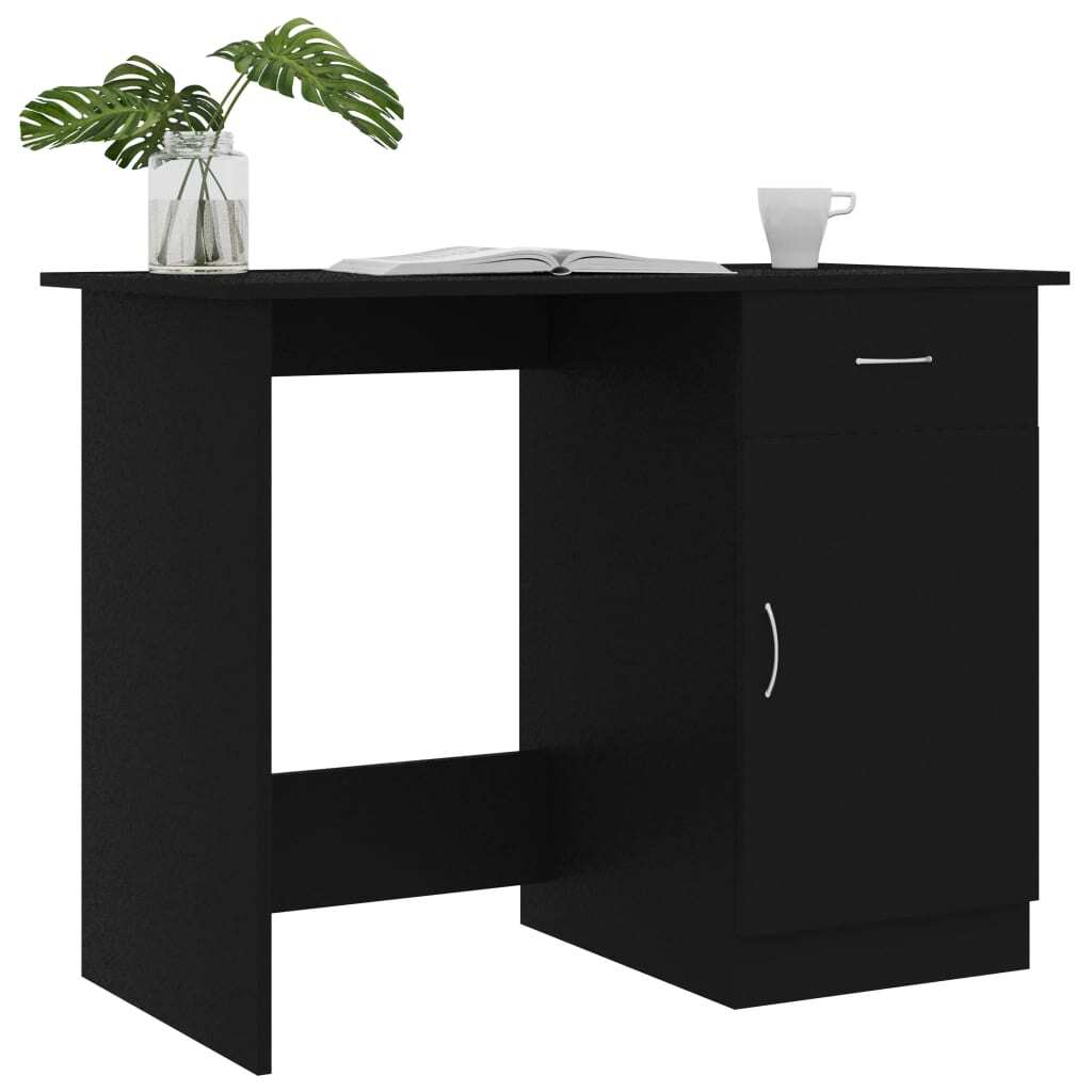 Desk Black Engineered wood Compact Desk Rectangular Modern