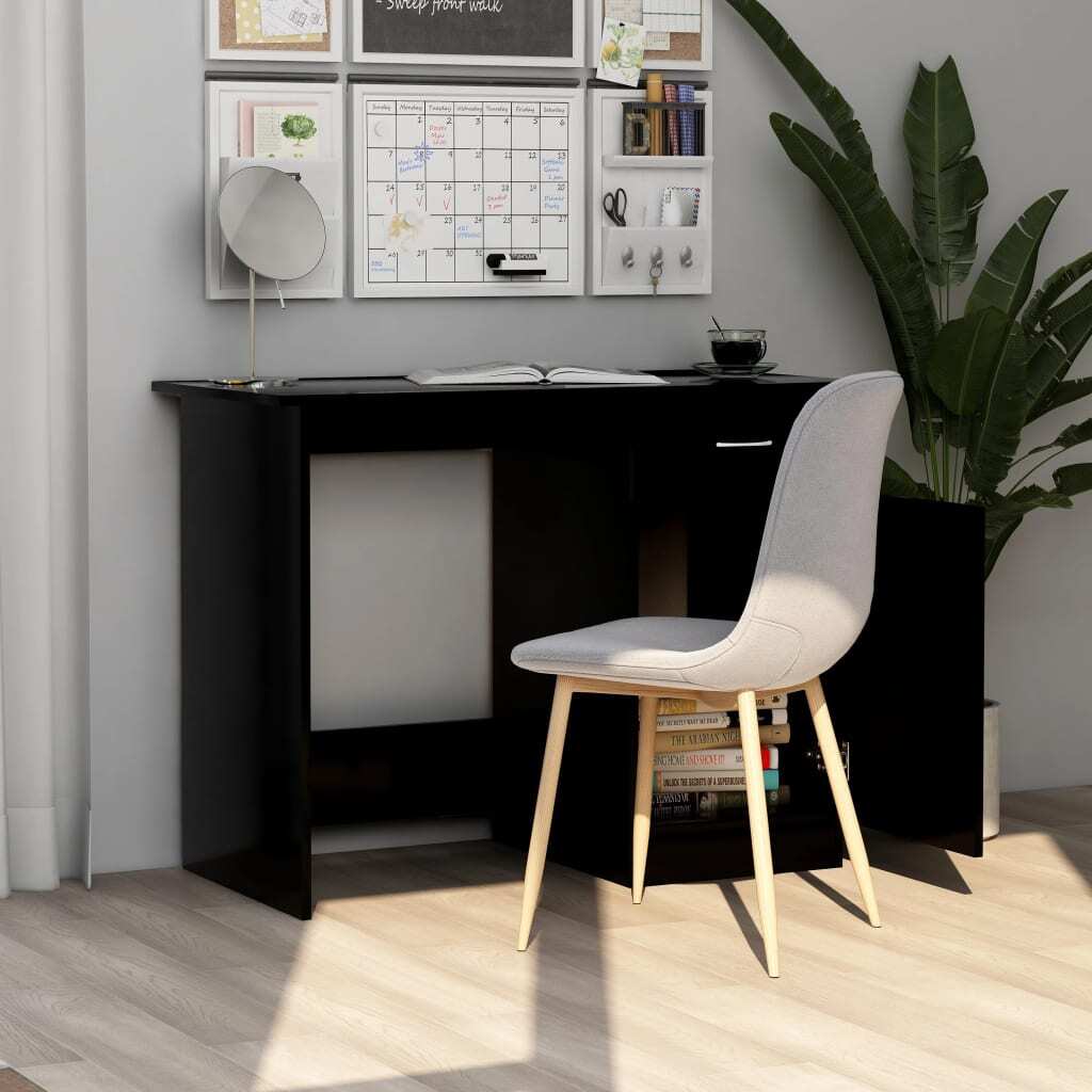Desk Black Engineered wood Compact Desk Rectangular Modern