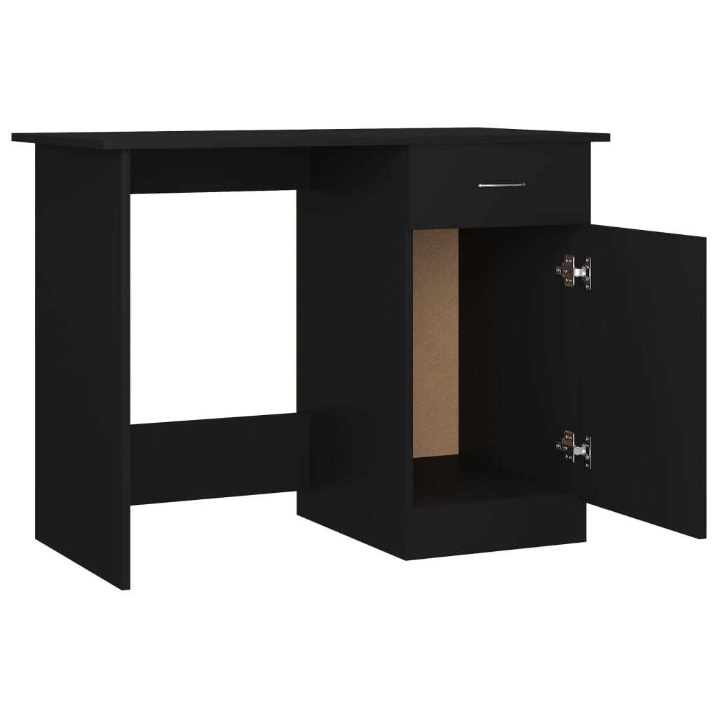 Desk Black Engineered wood Compact Desk Rectangular Modern