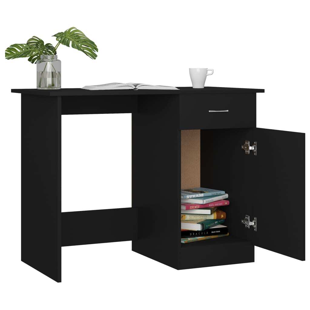 Desk Black Engineered wood Compact Desk Rectangular Modern