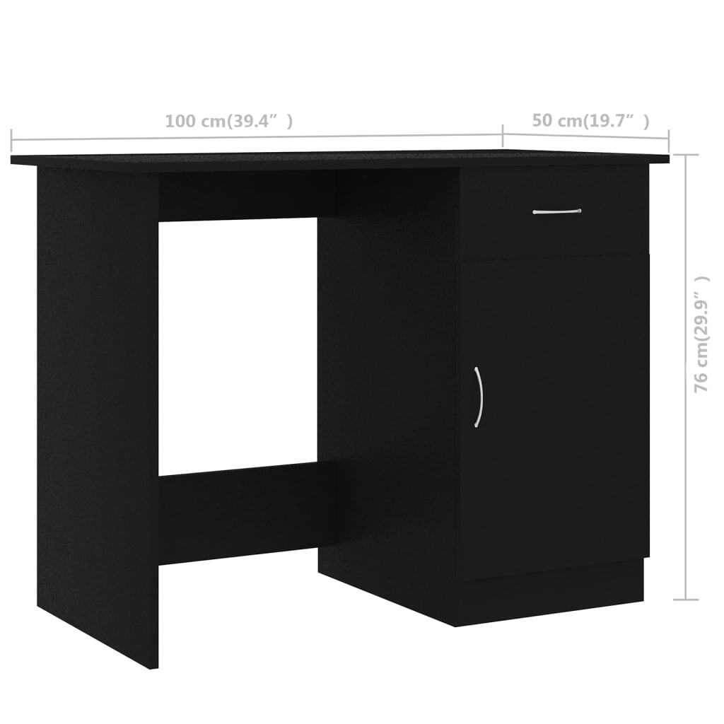 Desk Black Engineered wood Compact Desk Rectangular Modern