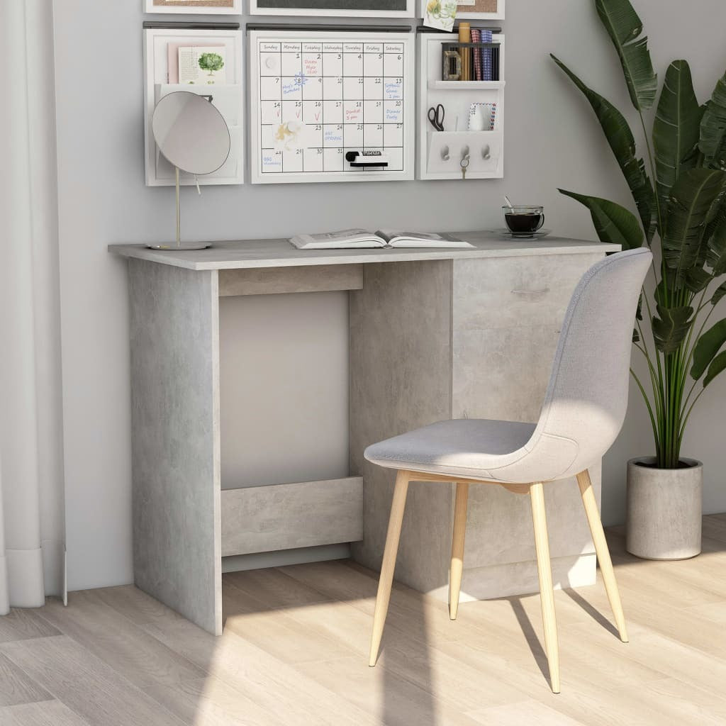 Desk Concrete Grey Engineered Wood Standard Desk Rectangular
