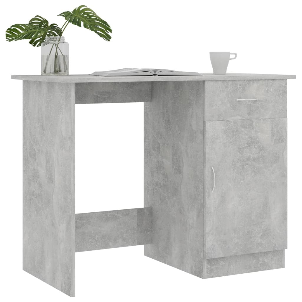 Desk Concrete Grey Engineered Wood Standard Desk Rectangular