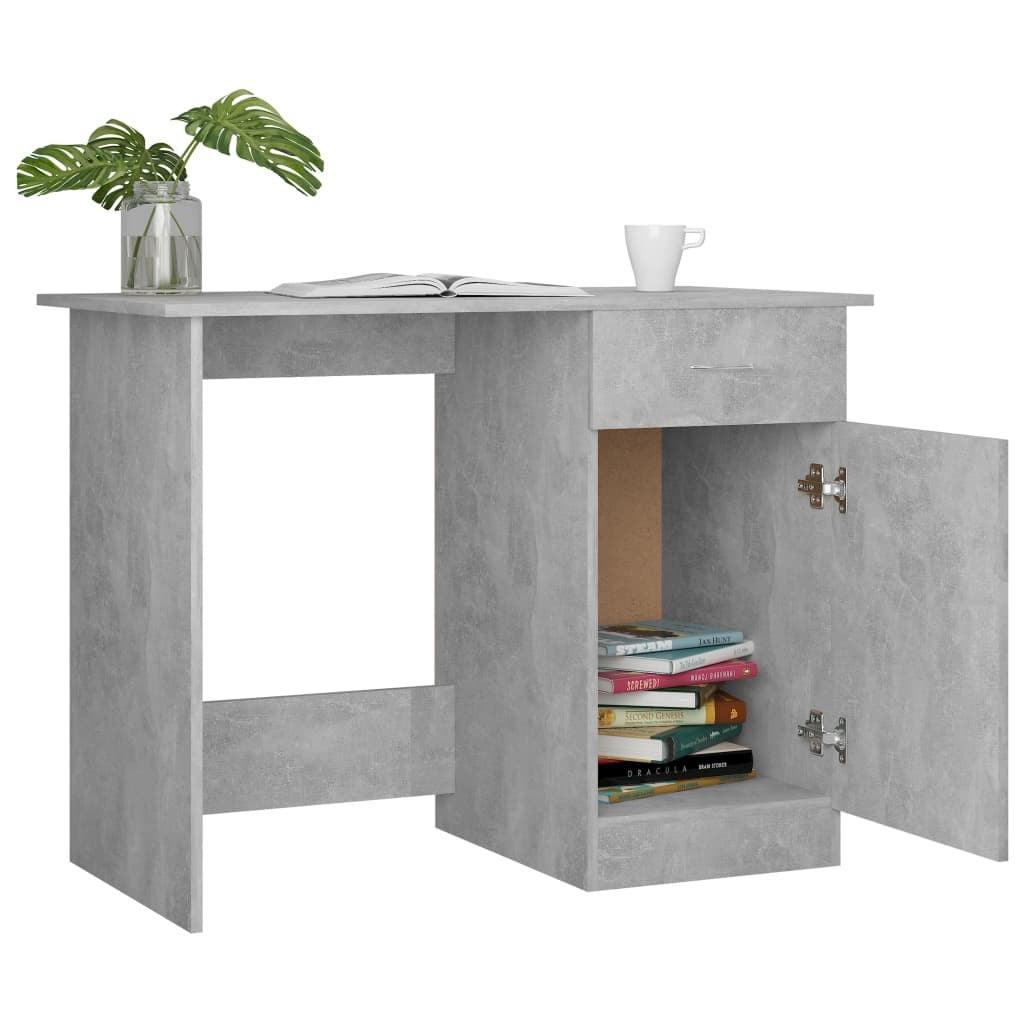Desk Concrete Grey Engineered Wood Standard Desk Rectangular