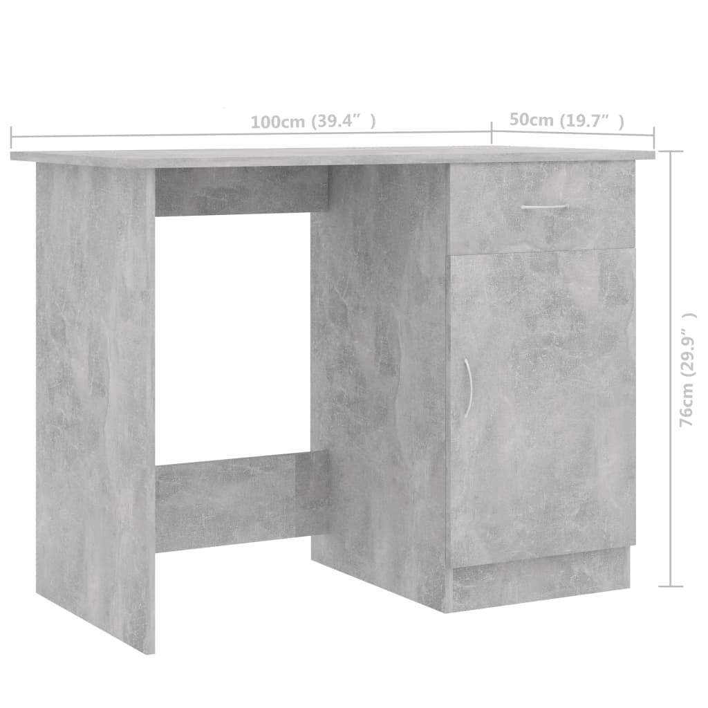 Desk Concrete Grey Engineered Wood Standard Desk Rectangular
