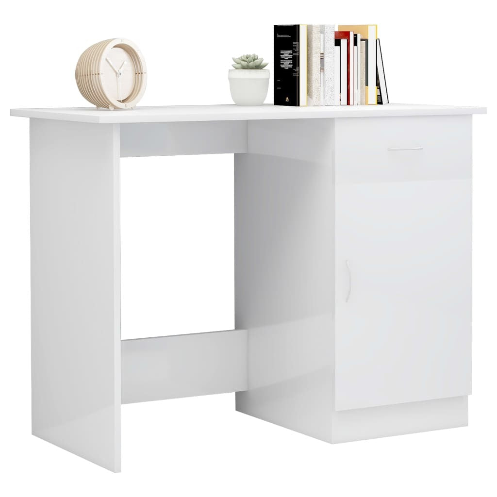 Desk High gloss white Engineered wood Standard Desk Rectangular