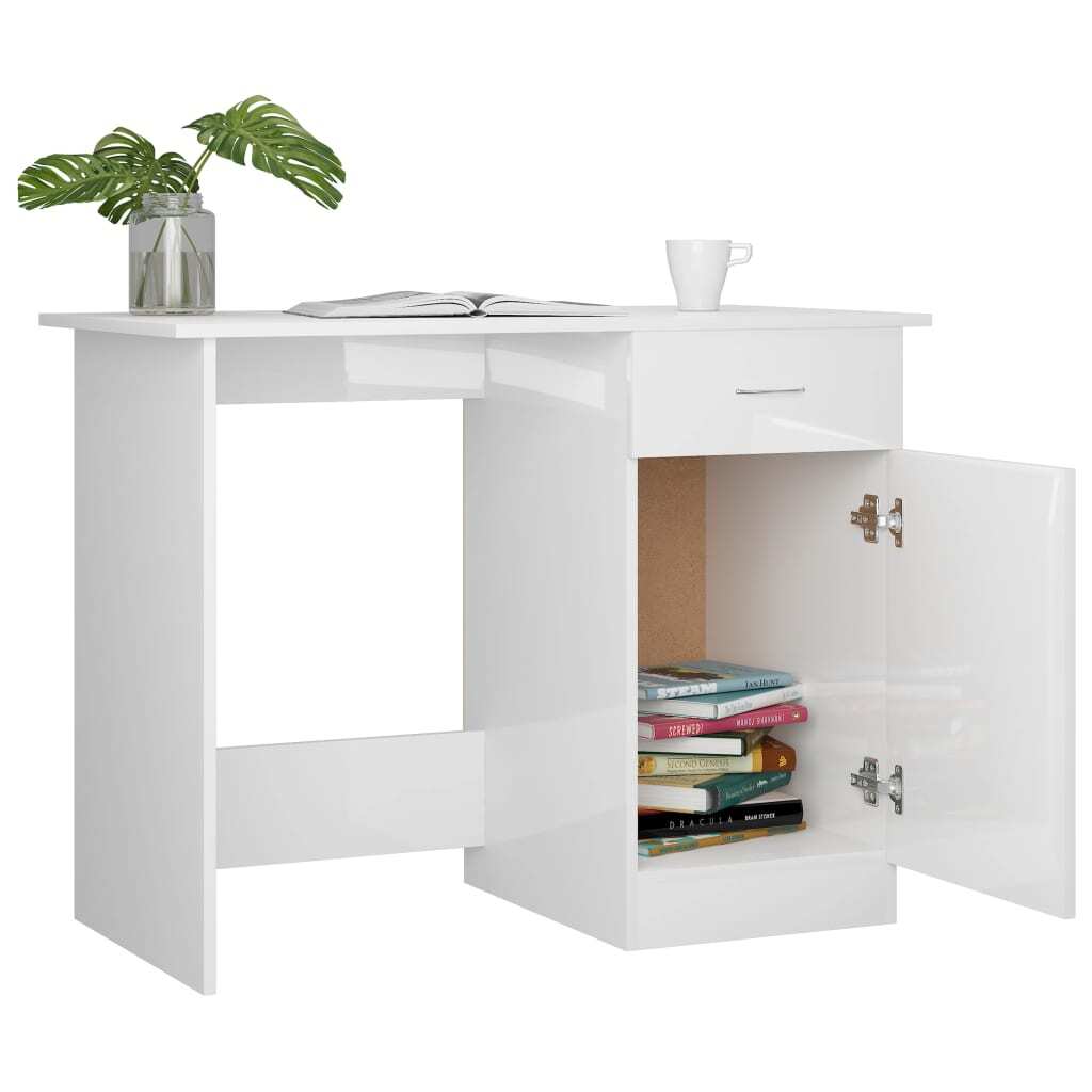 Desk High gloss white Engineered wood Standard Desk Rectangular