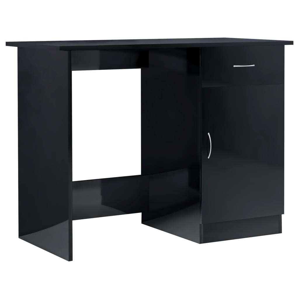 Desk High Gloss Black Engineered Wood 39.4 x 19.7 x 29.9 in Desk
