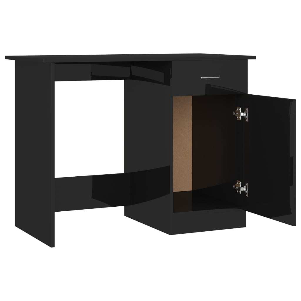 Desk High Gloss Black Engineered Wood 39.4 x 19.7 x 29.9 in Desk