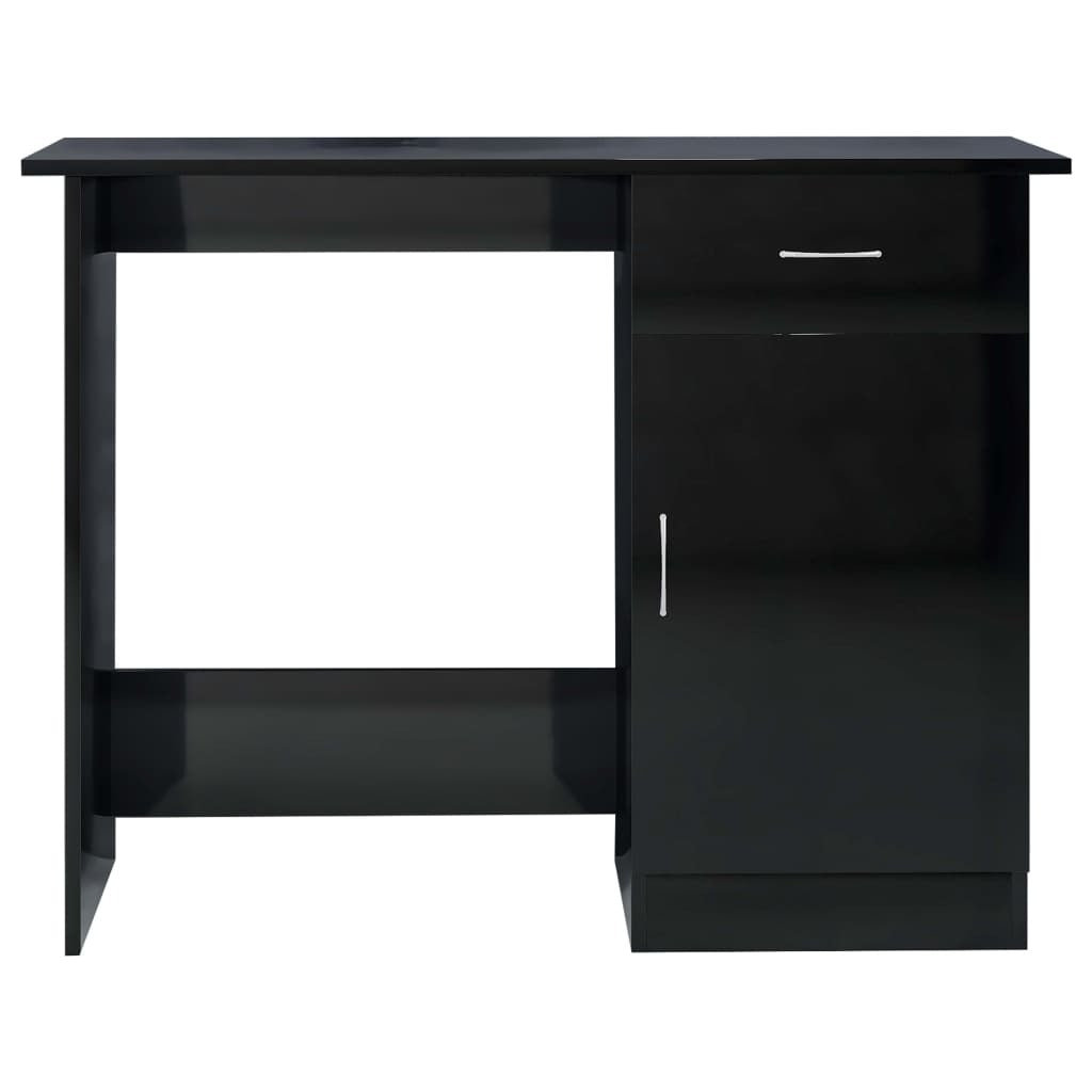 Desk High Gloss Black Engineered Wood 39.4 x 19.7 x 29.9 in Desk