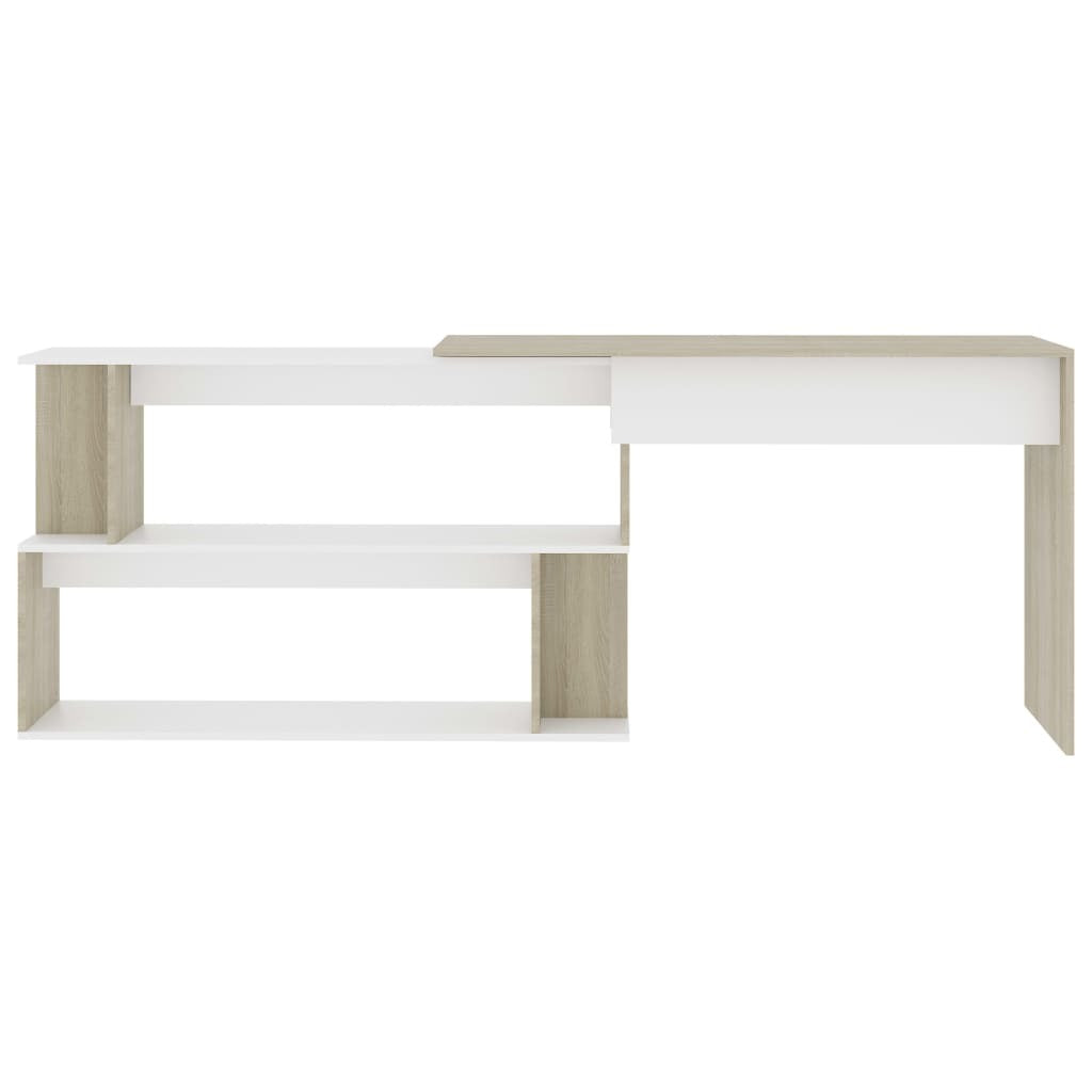 Desk White Engineered Wood 78.7 in long Rotatable Desk