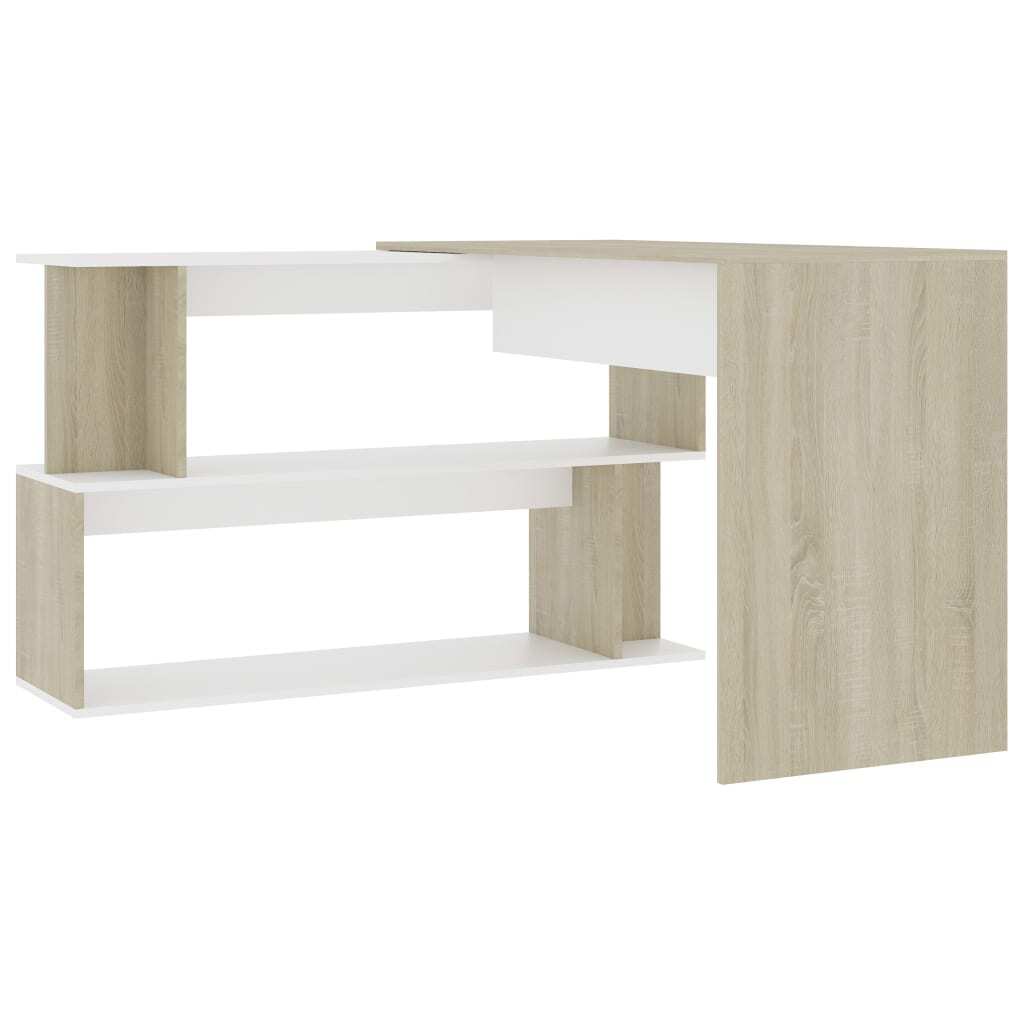 Desk White Engineered Wood 78.7 in long Rotatable Desk
