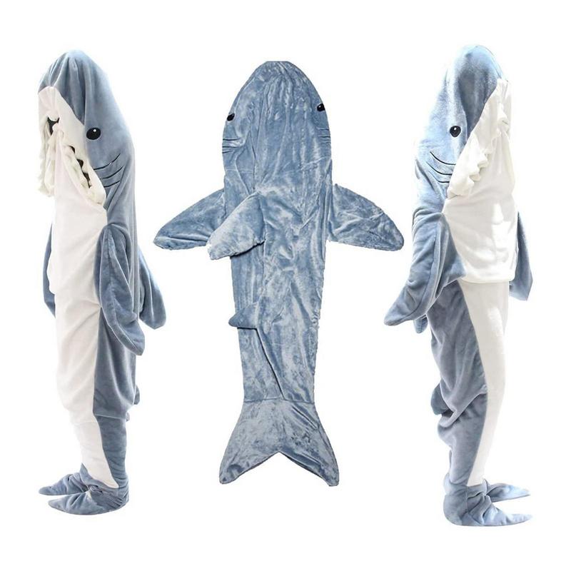 Cartoon Shark Sleeping Bag Pajamas Office Nap Shark Blanket Karakal High Quality Fabric Mermaid Shawl Blanket For Children