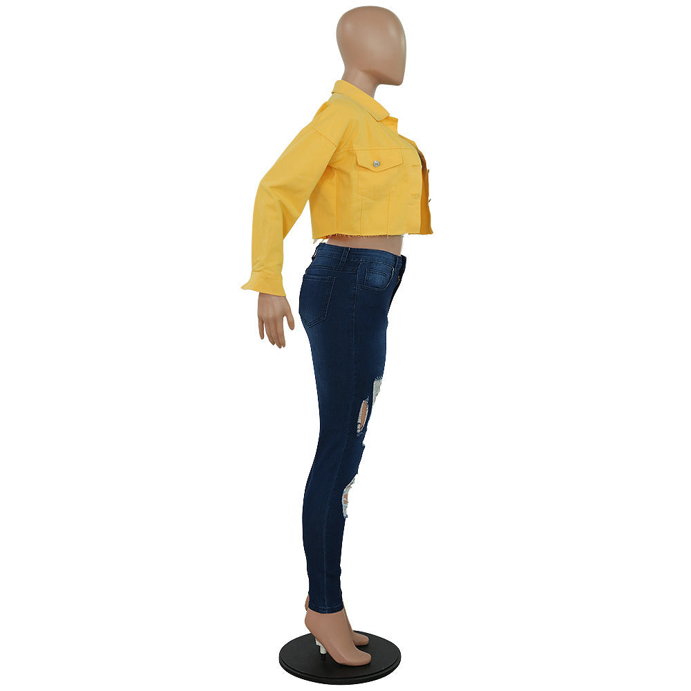 Jacket Women Streetwear Denim Jacket Women Outwear Bodycon Jeans Jackets Women Coat Casual Ladies Cropped Jackets