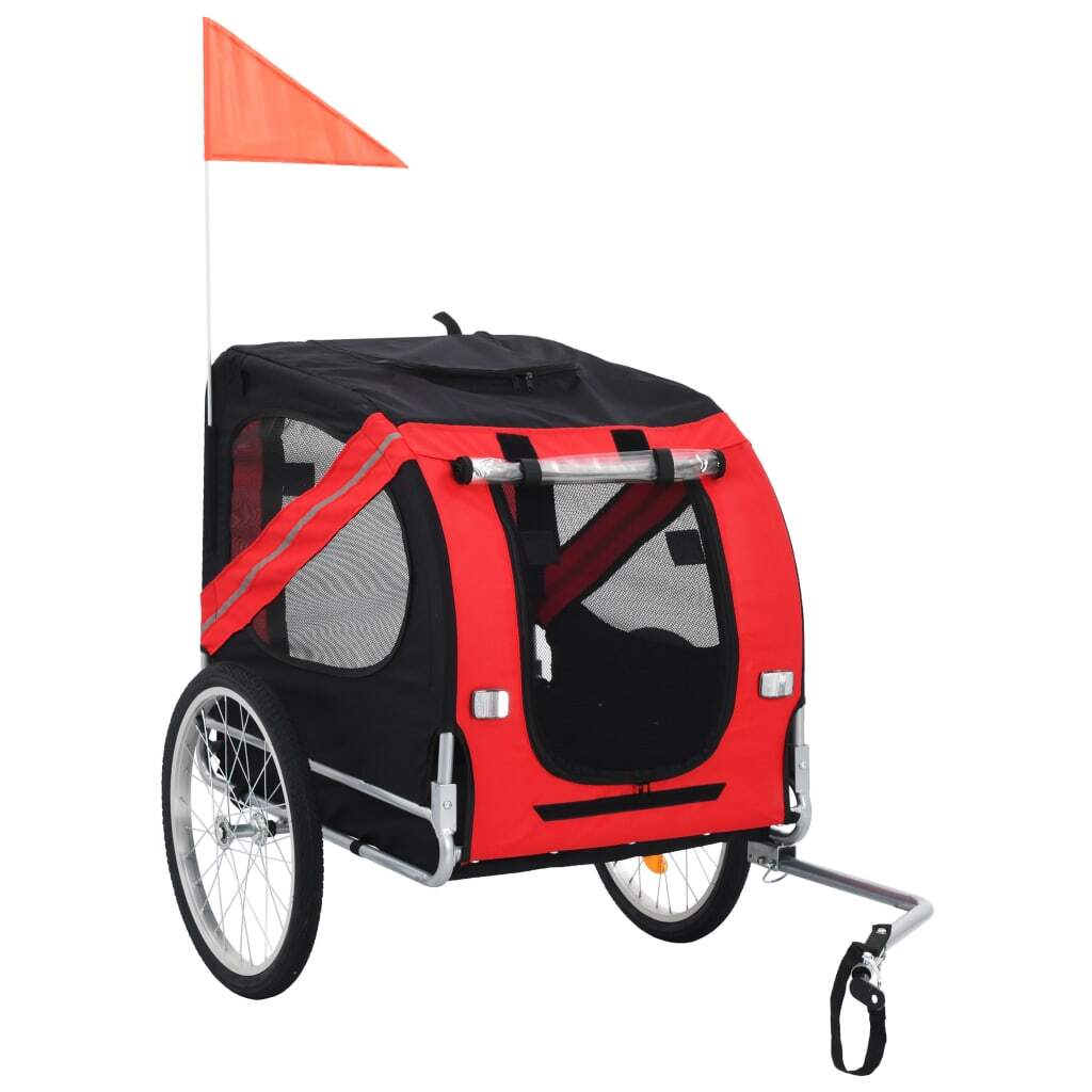 Pet Bike Trailer Red and Black Oxford fabric and steel Medium
