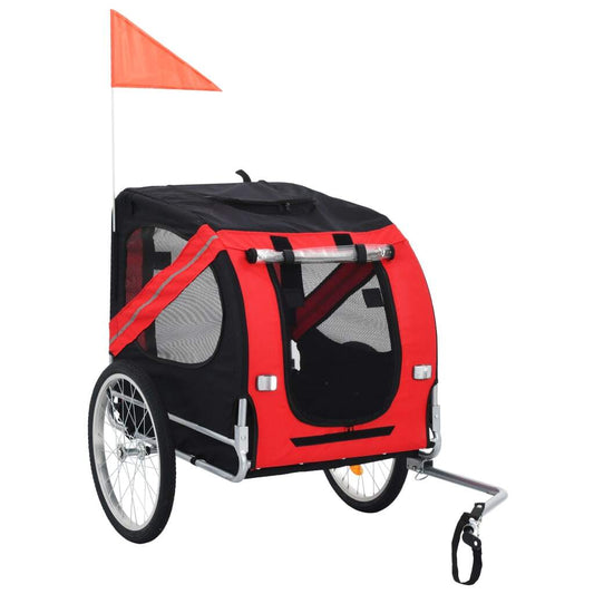 Pet Bike Trailer Red and Black Oxford fabric and steel Medium