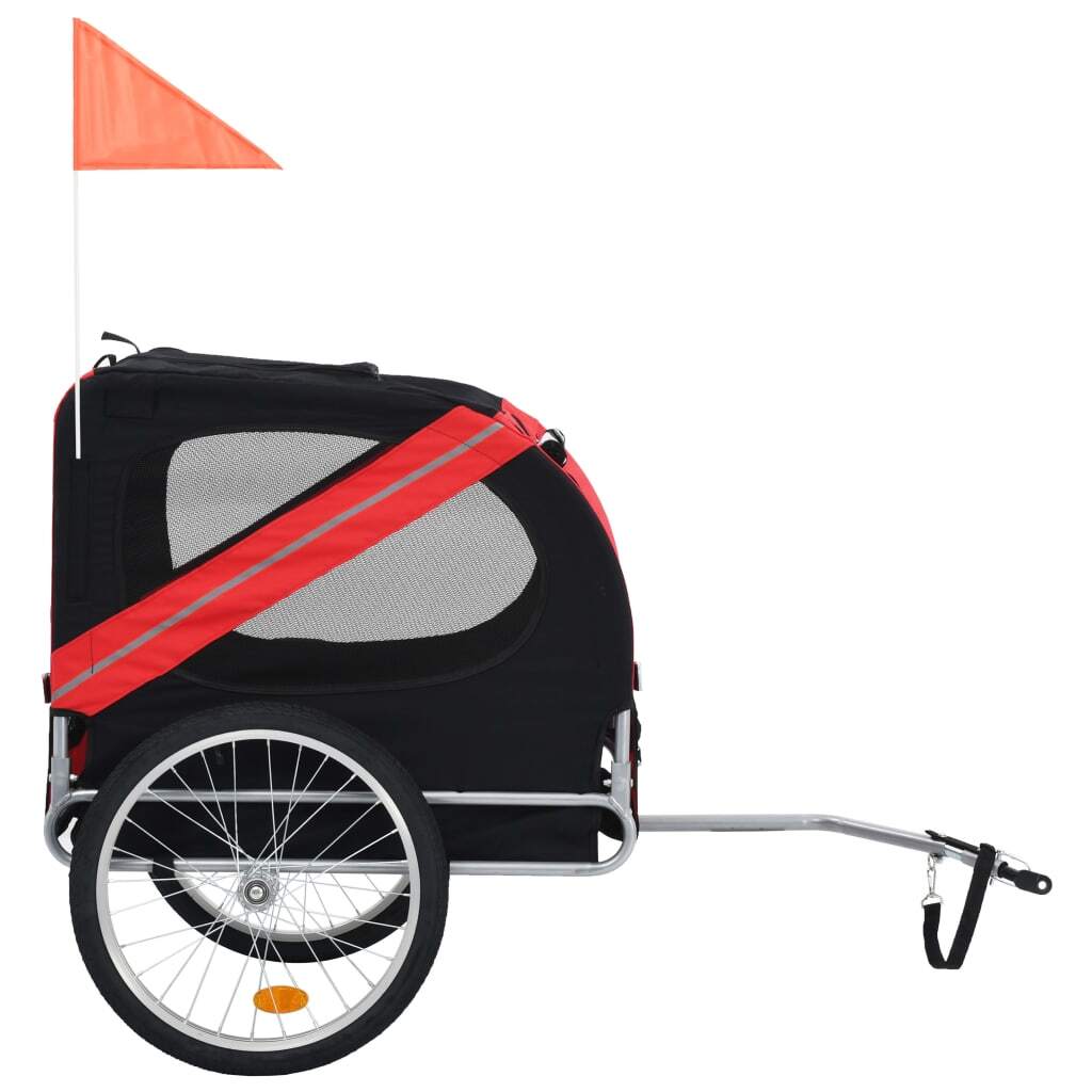 Pet Bike Trailer Red and Black Oxford fabric and steel Medium