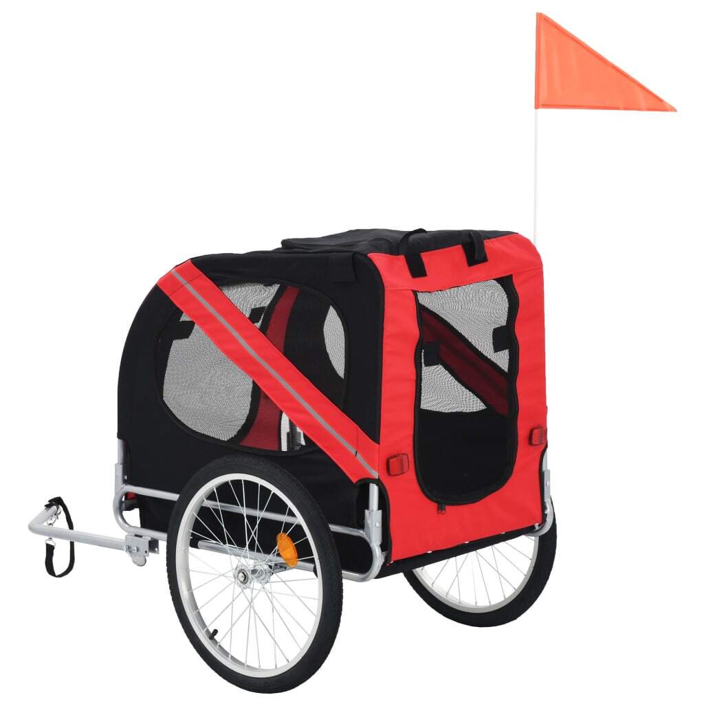 Pet Bike Trailer Red and Black Oxford fabric and steel Medium