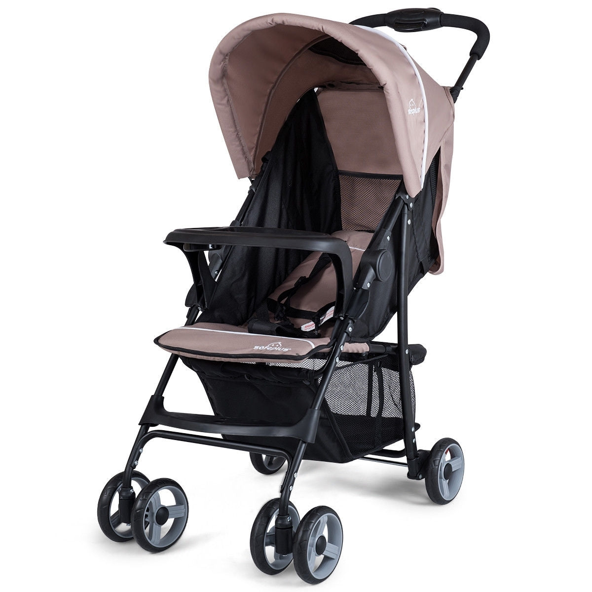 Toddler Travel Stroller for Airplane with Canopy and Adjustable Backrest-Coffee - Color: Brown
