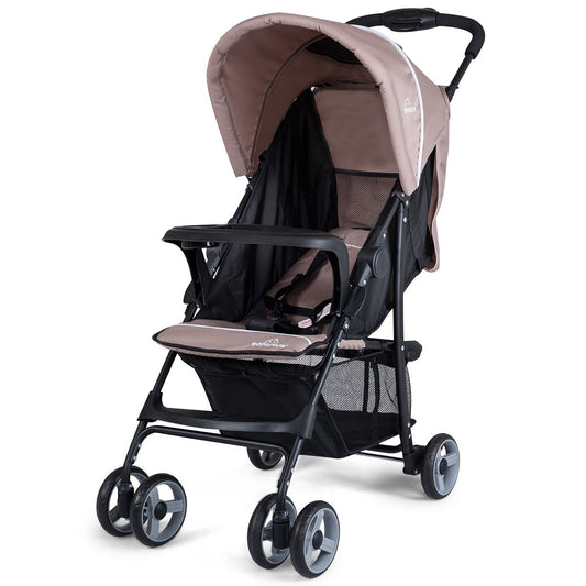 Toddler Travel Stroller for Airplane with Canopy and Adjustable Backrest-Coffee - Color: Brown