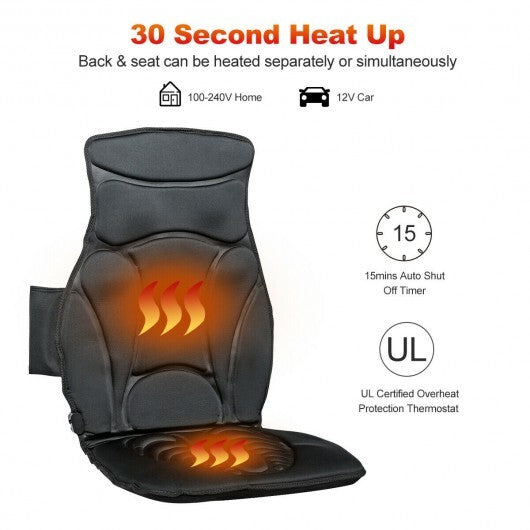 Foldable Full Body Massage Mat with 10 Vibration Motors - Color: Black