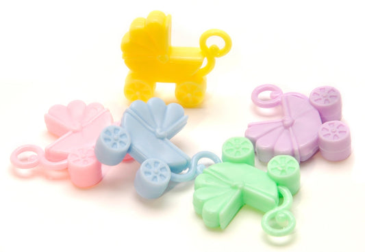 Baby Shower Favor Baby Carriage Plastic Charm Pastel Colors