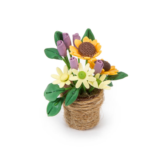 Timeless Minis H and made Fresh Flowers In Basket 1.25 X 1.75 Inches