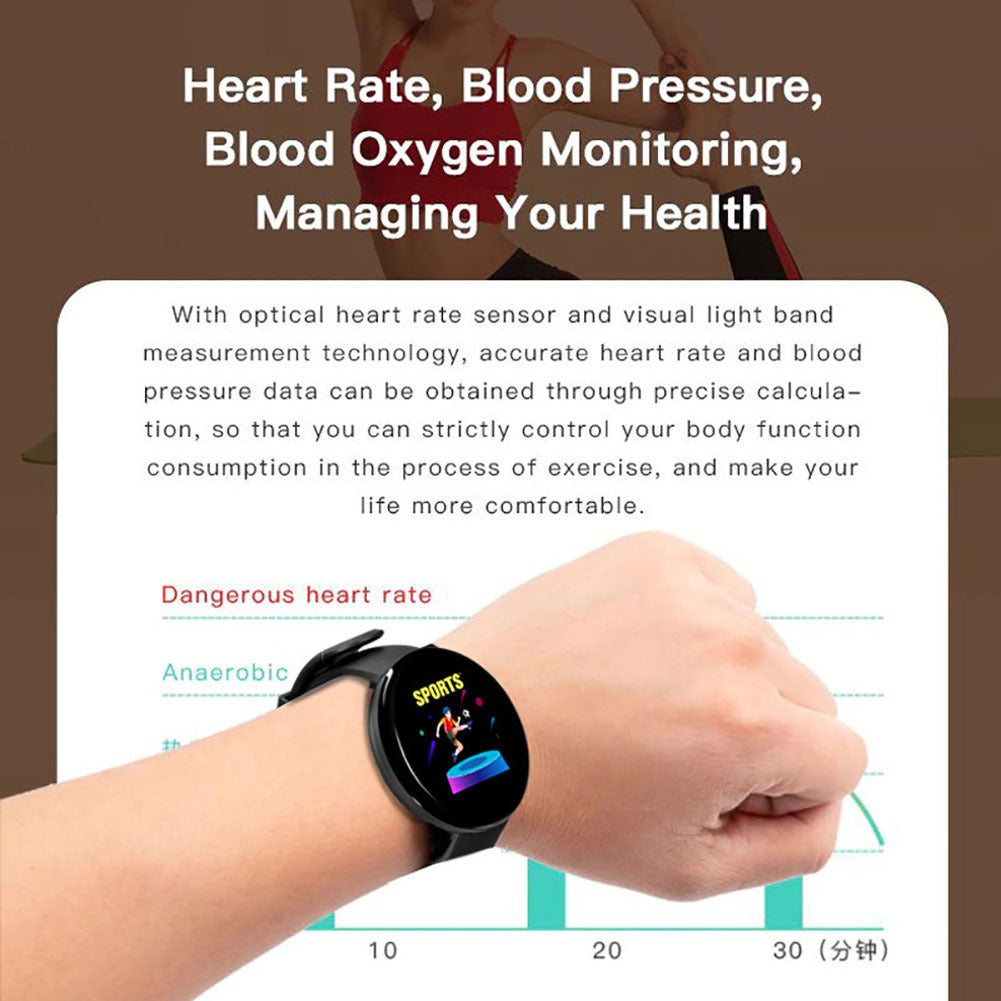 D18 1.44 Inch Sports Smart Watch Round Screen Smart Bracelet Heart Rate Blood Pressure Sleep Monitor red
