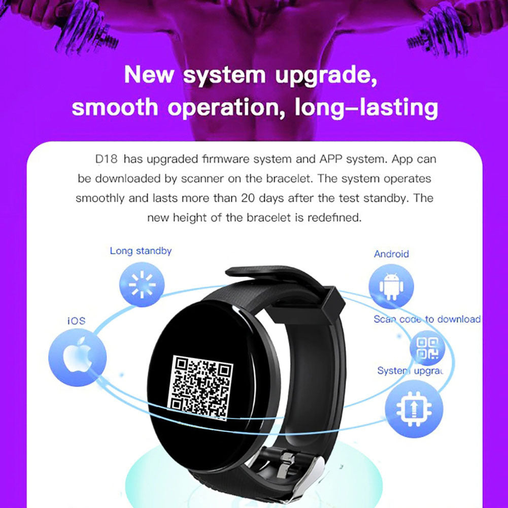 D18 1.44 Inch Sports Smart Watch Round Screen Smart Bracelet Heart Rate Blood Pressure Sleep Monitor red