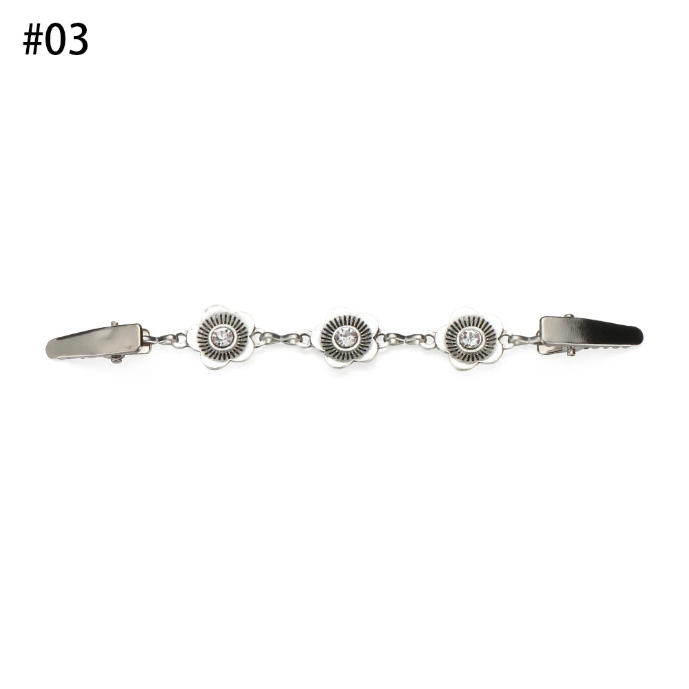 Women Carved Flower Cardigan Sweater Blouse Shawl Clips Shirt Collar Shawl Brooch Retro Duck Clip Clasps Charm Accessories Gift - Metal color 3