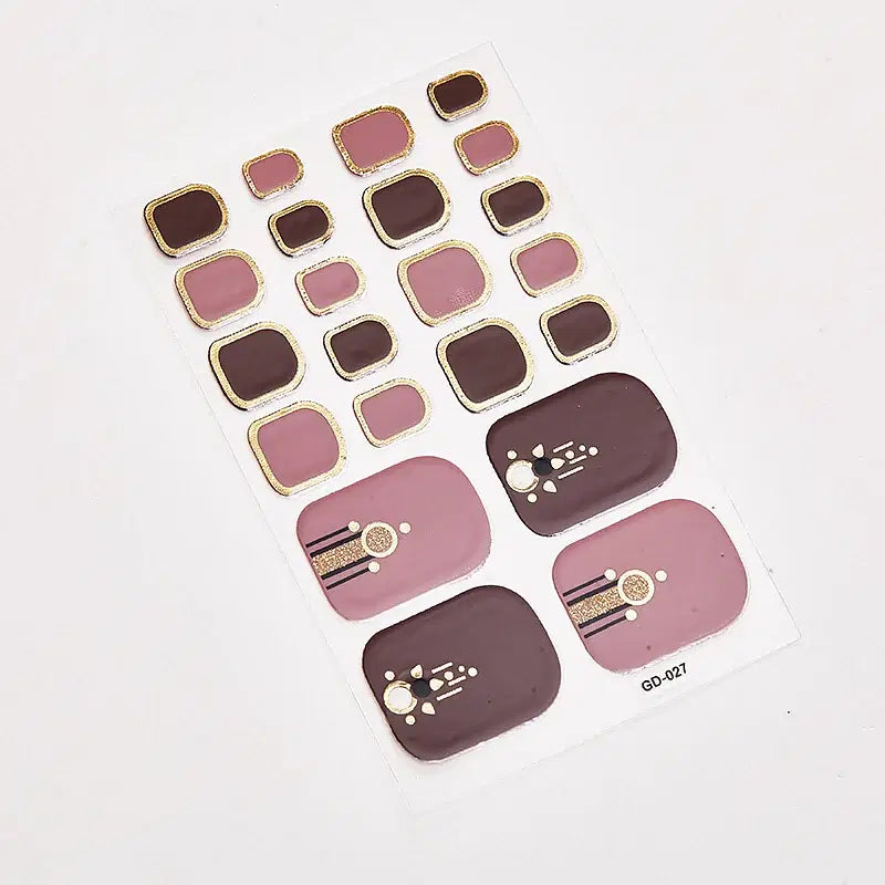 Color: dusty wine - 22 Tips/Sheet Valentines Loveliness Full Cover Nail Stickers Fashion Nail Stickers Nail Sticker Set Designed Nail Tape Shiny
