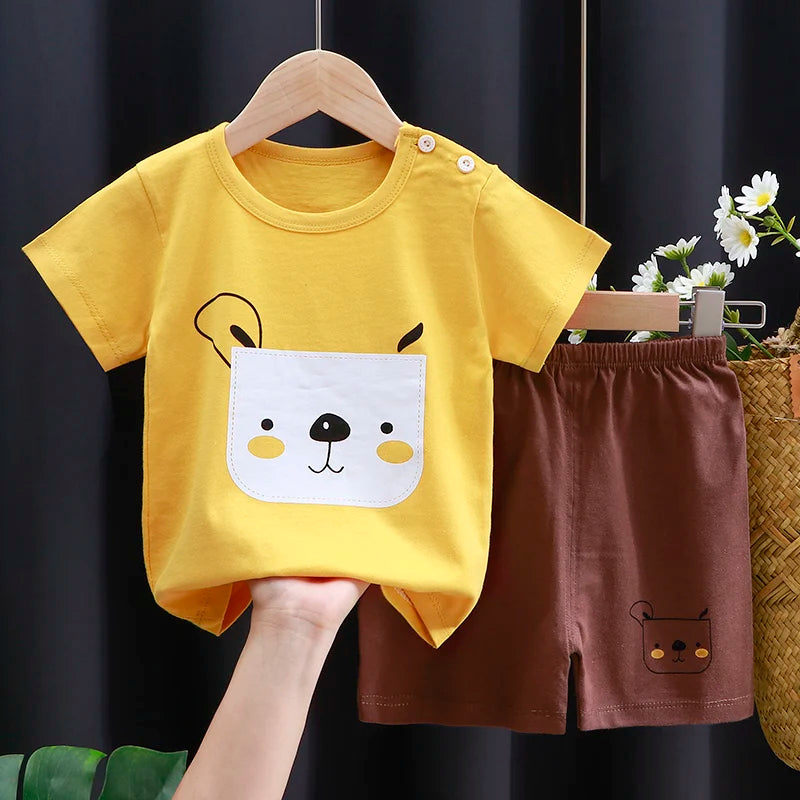 Kids Clothes Set Baby Boy/Girl T-Shirt + Shorts Summer Clothing Cotton Cartoon Casual Boys Tracksuit Children Baby Clothes Set - Color Set9