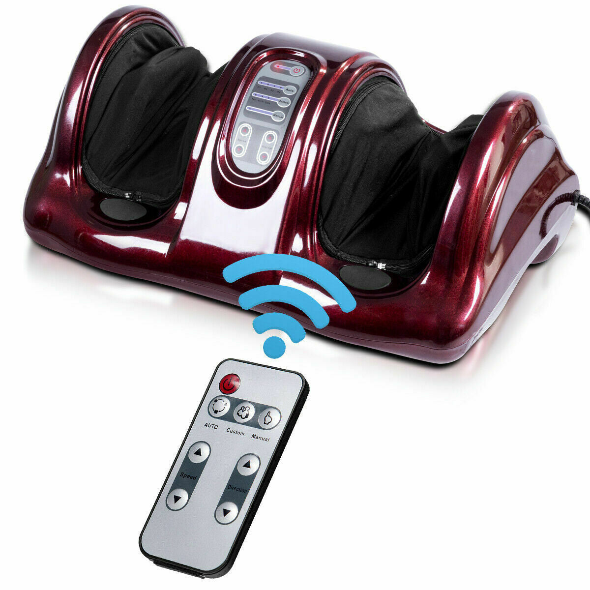 Therapeutic Shiatsu Foot Massager with High Intensity Rollers-Dark Red - Color: Dark Red