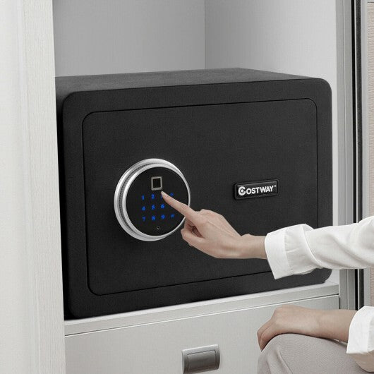 2-Layer Security Safe Deposit Box with Inner LED Light - Color: Black