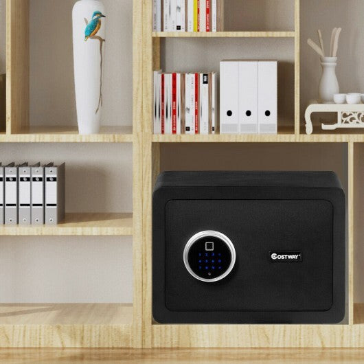 2-Layer Security Safe Deposit Box with Inner LED Light - Color: Black