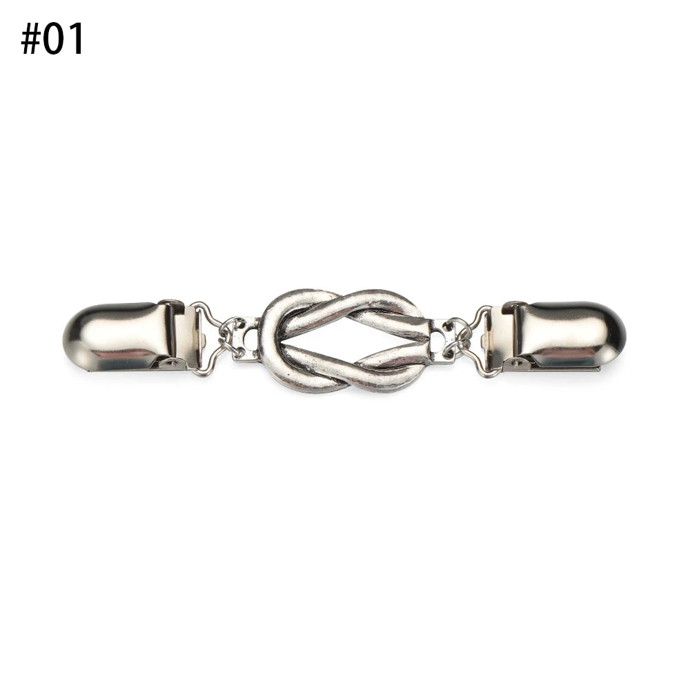 Women Carved Flower Cardigan Sweater Blouse Shawl Clips Shirt Collar Shawl Brooch Retro Duck Clip Clasps Charm Accessories Gift - Metal color 1