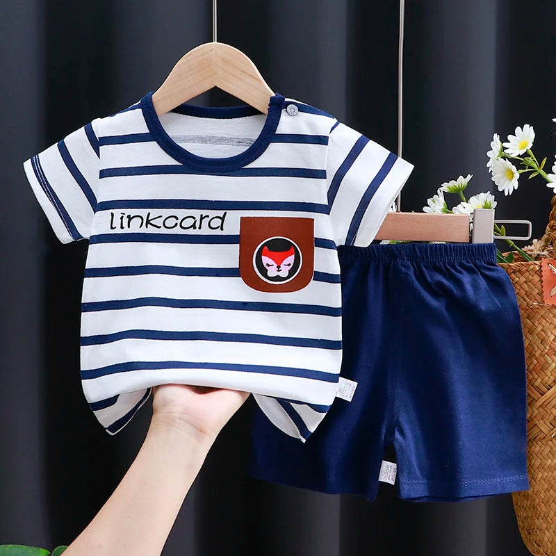 Kids Clothes Set Baby Boy/Girl T-Shirt + Shorts Summer Clothing Cotton Cartoon Casual Boys Tracksuit Children Baby Clothes Set - Color Set6
