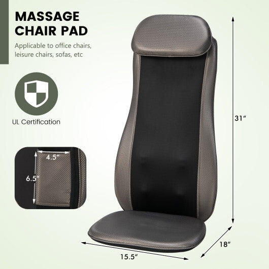 Massage Chair Pad with Heat and Vibration-Black - Color: Black