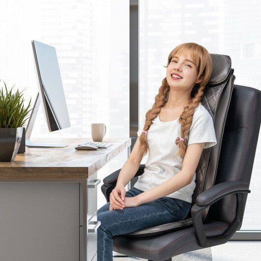 Massage Chair Pad with Heat and Vibration-Black - Color: Black