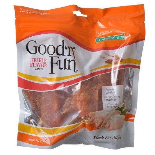 Healthy Hide Good n Fun Triple Flavor Wings Chicken Rawhide and Pork Hide