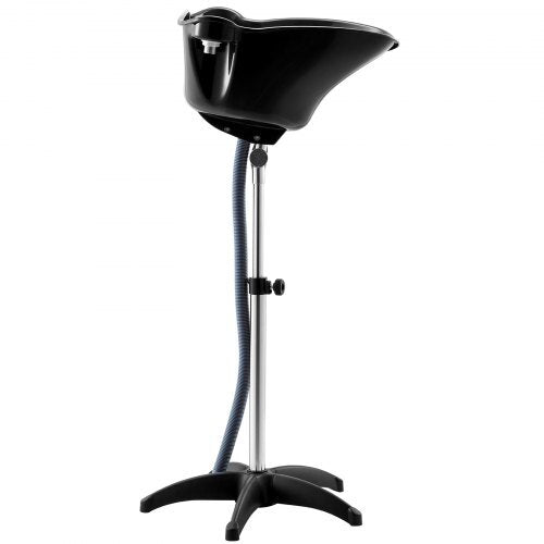 Portable Shampoo Bowl, Deep Shampoo Sink with Adjustable Height & Angle, Includes Drain Hose, Shower Head, Lightweight Hair Wash Basin for Barber Salon Spa Center & Home Use, Black