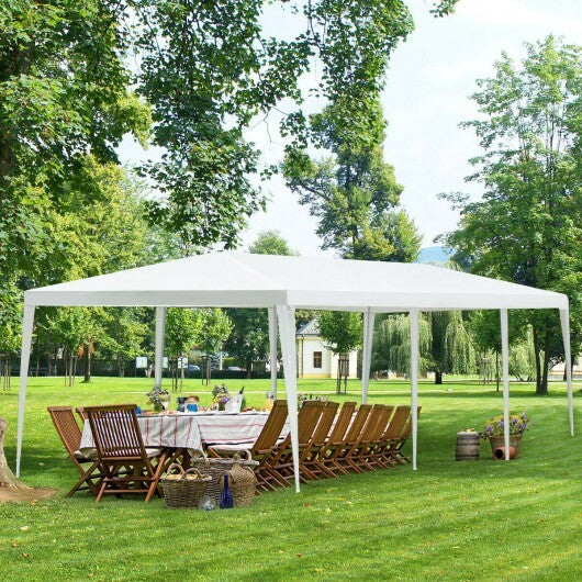 10 x 30 Feet Gazebo Canopy Tent with Connection Stakes and Wind Ropes - Color: White