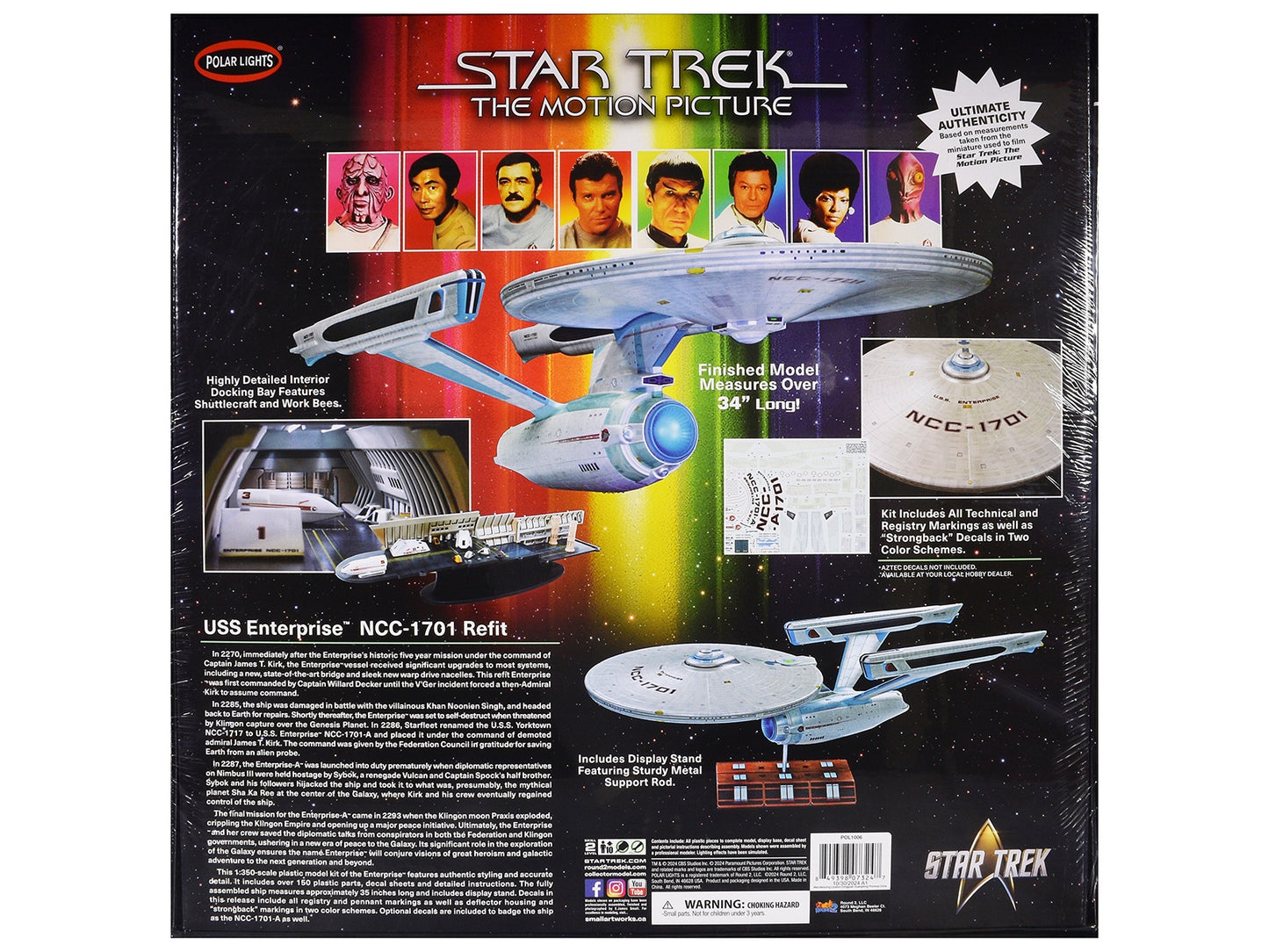 Skill 2 Model Kit U.S.S. Enterprise NCC-1701 Refit Spaceship "Star Trek: The Motion Picture" (1979) Movie 1/350 Scale Model by Polar Lights