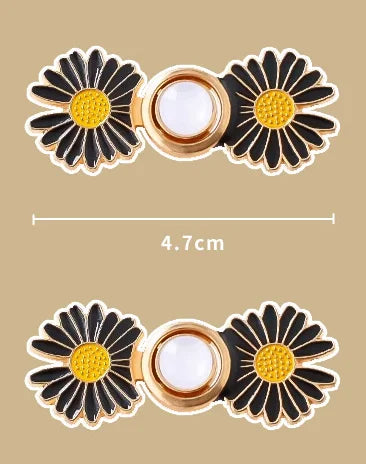 2pcs Skirt Pants Tighten Waist Brooches Jeans Adjustable Waist Clip Button Pearl Women's Brooch Set DIY Clothing Accessories - Metal color black-golden